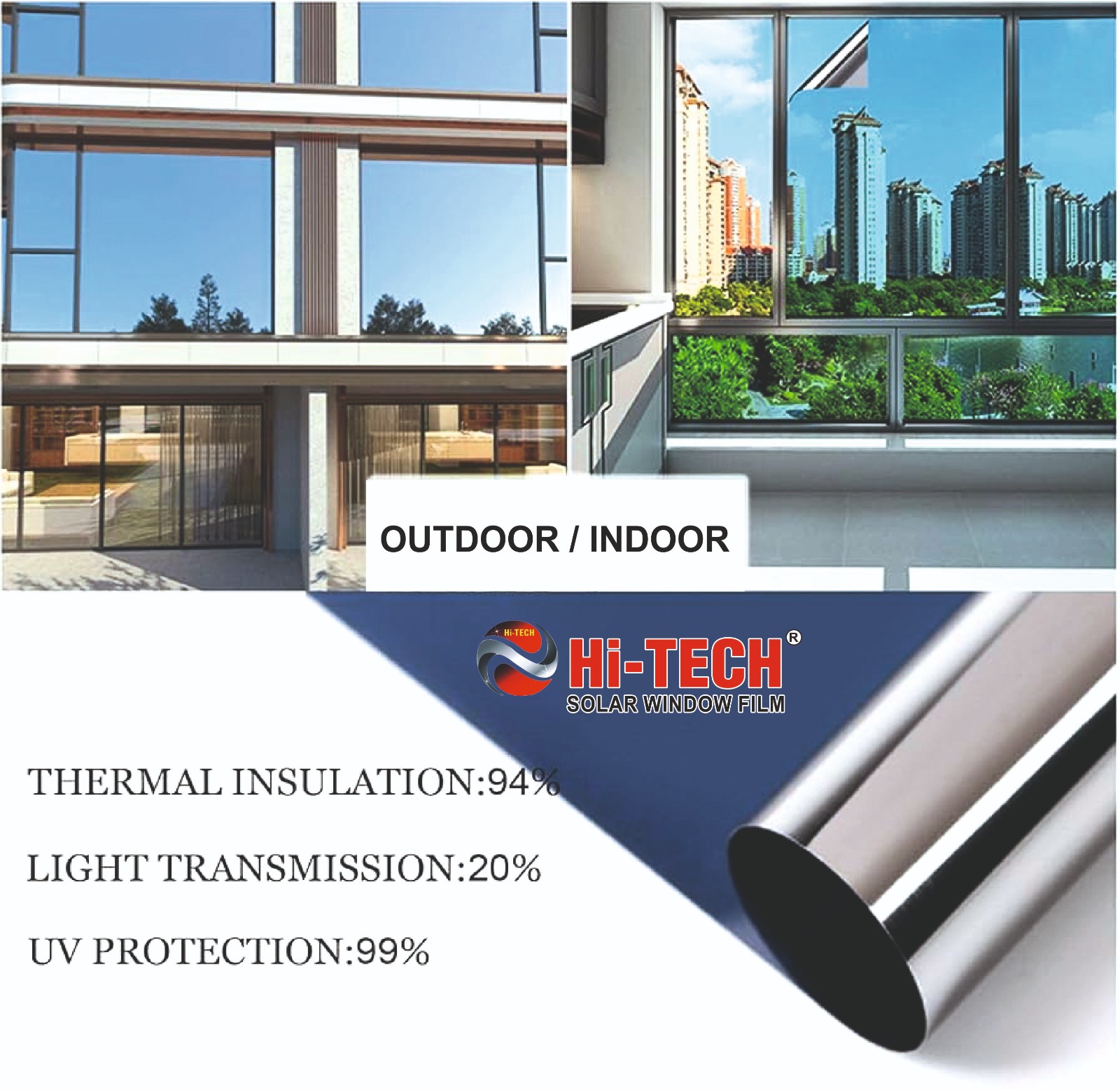HITECH®ONE WAY MIRROR GLASS FILMS Reflective Sun Control Film - Image 6