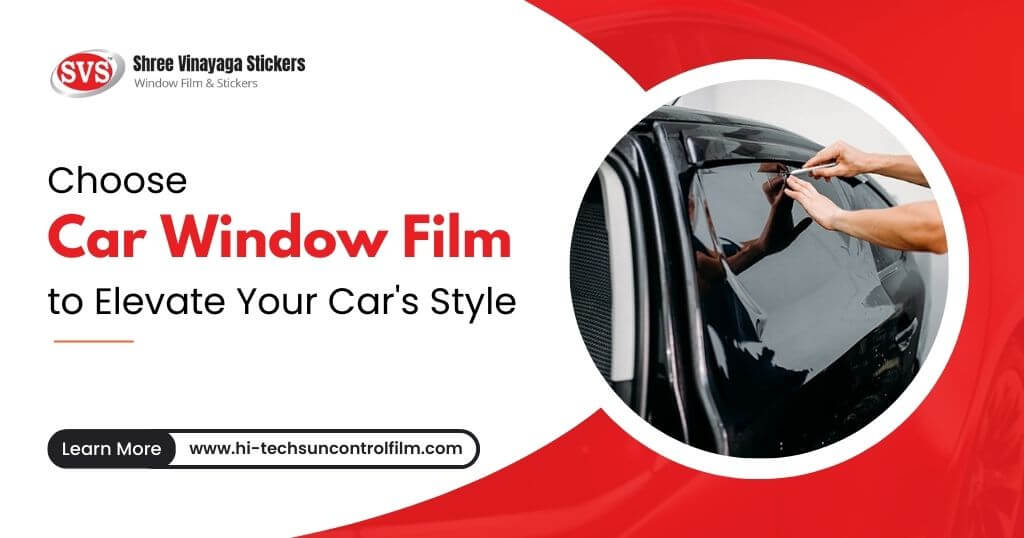 Mechanic applying car window film