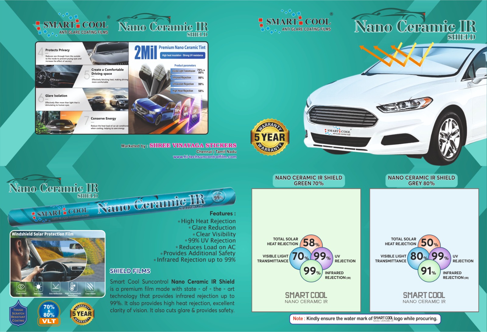 SMART COOL FRONTTY CAR WINDSHIELD FILMS CAR FRONT GLASS FILM CAR FRONT GLASS COOLING STICKER WHOLESALE DEALER CHENNAI - Image 6