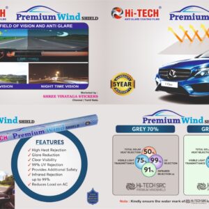 PRIMUM WIND SHIELD shield is a premium sun control film with anti glare reduction in windshield provides extra safety for your car front windshield glass Offering high heat rejection of 50% in a 70% visibility film (most transparent film) without any difficult in driving