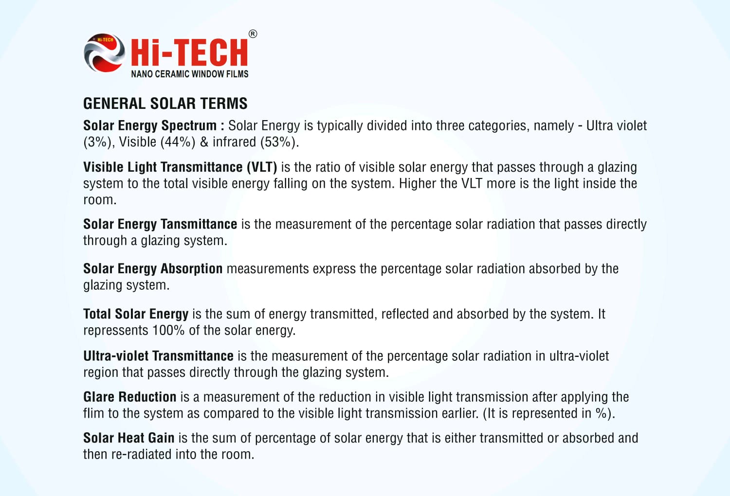 HI-TECH® SUNCONTROL WINDOW FILMS (NANO CERAMIC IR WINDOW TINTS FILMS)PR50% - Image 4