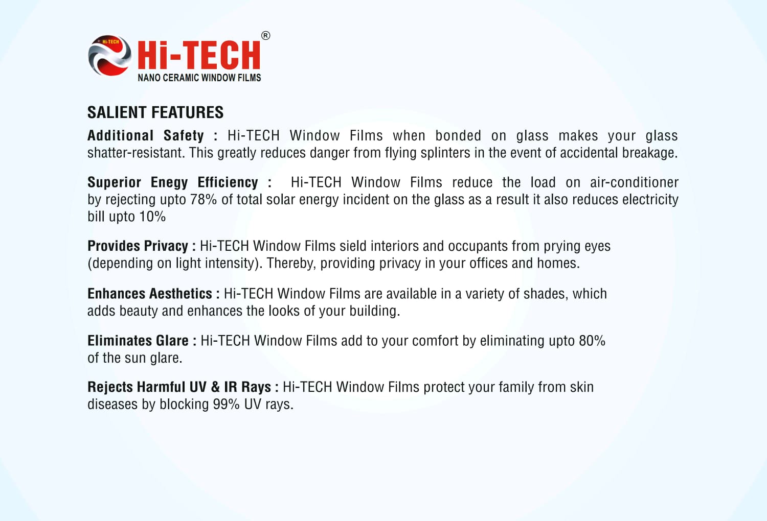HI-TECH® SUNCONTROL WINDOW FILMS (NANO CERAMIC IR WINDOW TINTS FILMS)PR35% - Image 6