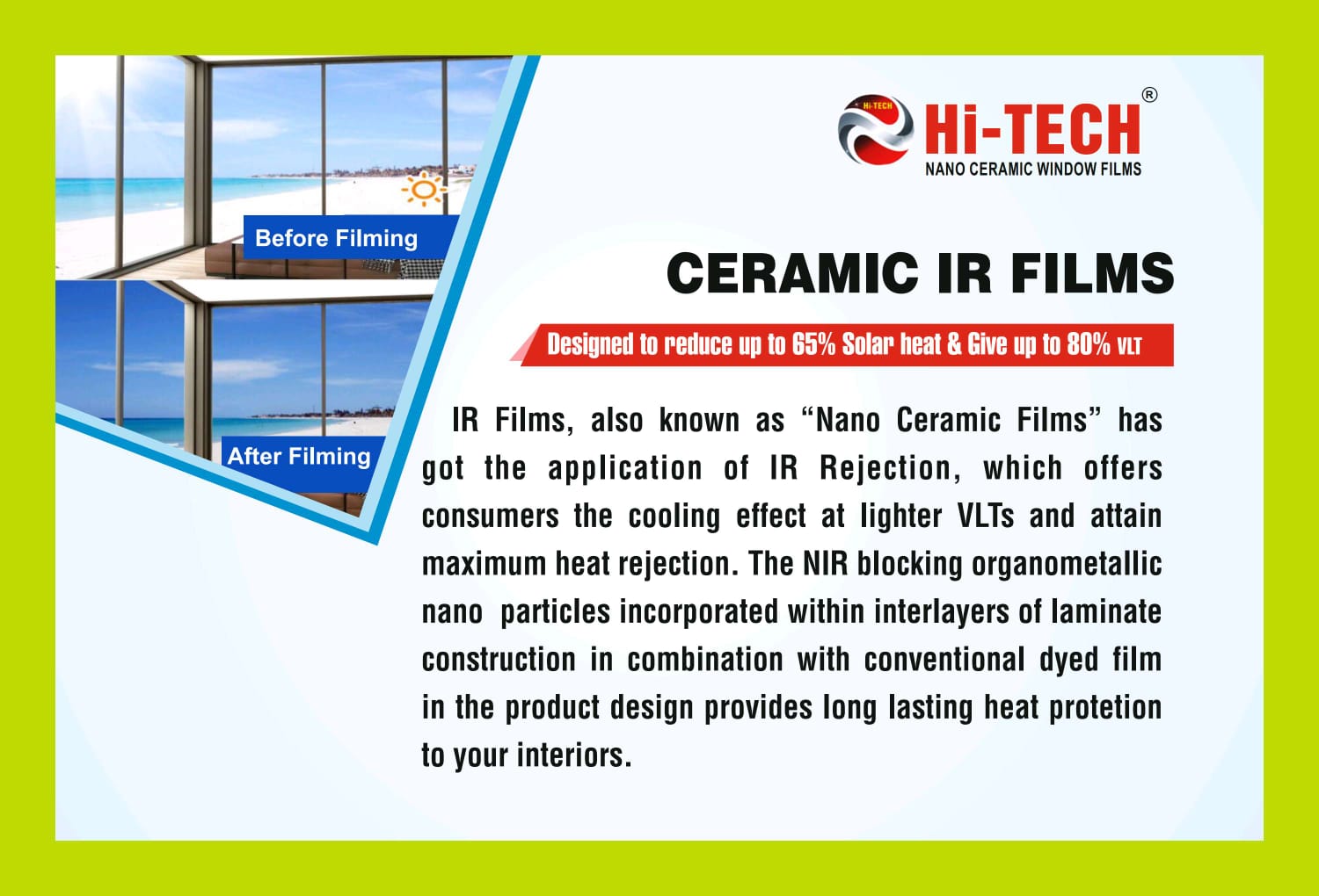 HI-TECH® SUNCONTROL WINDOW FILMS (NANO CERAMIC IR WINDOW TINTS FILMS)PR05% - Image 6
