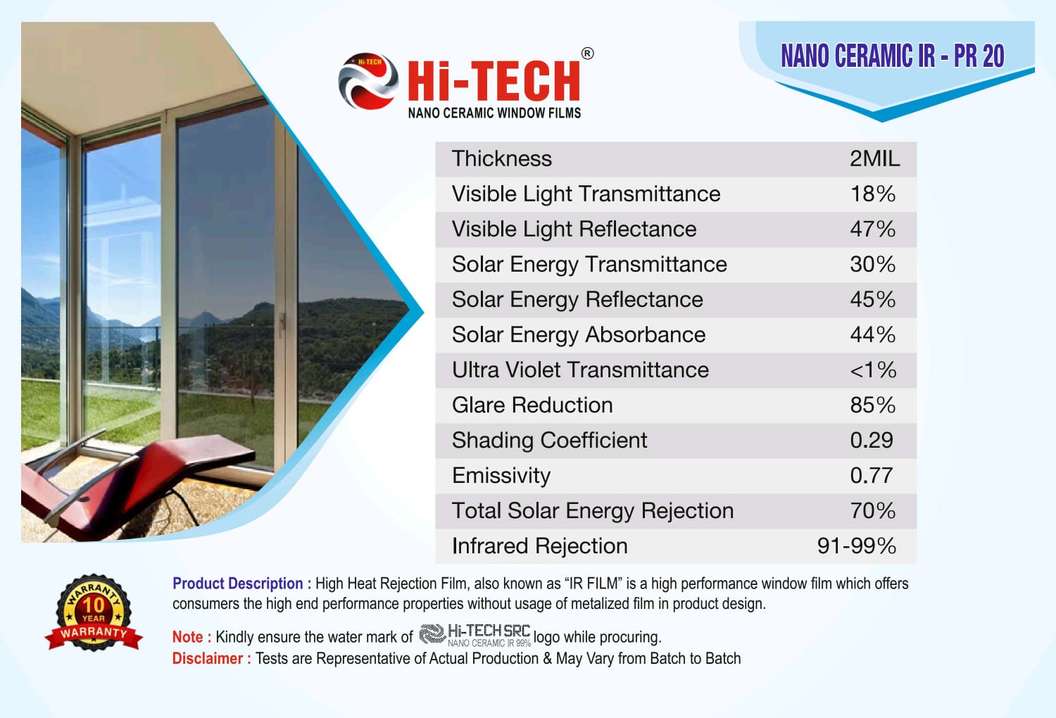 HI-TECH® SUNCONTROL WINDOW FILMS (NANO CERAMIC IR WINDOW TINTS FILMS)PR35% - Image 7