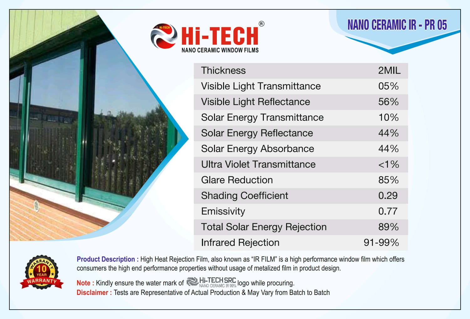 HI-TECH® SUNCONTROL WINDOW FILMS (NANO CERAMIC IR WINDOW TINTS FILMS)PR50% - Image 8