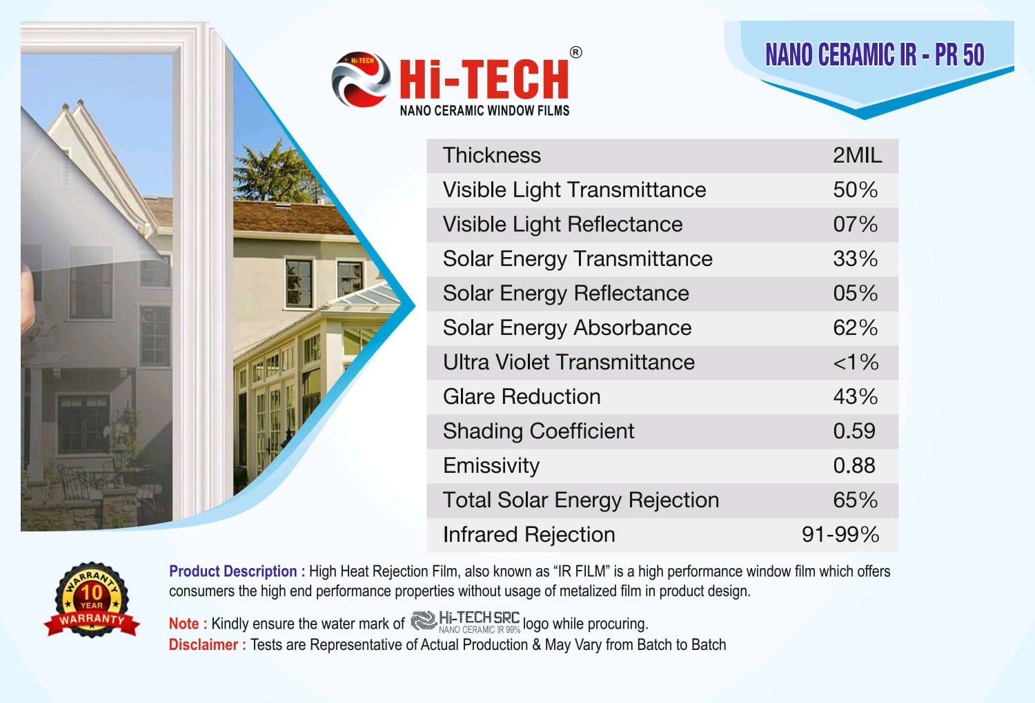 HI-TECH® SUNCONTROL WINDOW FILMS (NANO CERAMIC IR WINDOW TINTS FILMS)PR020% - Image 8
