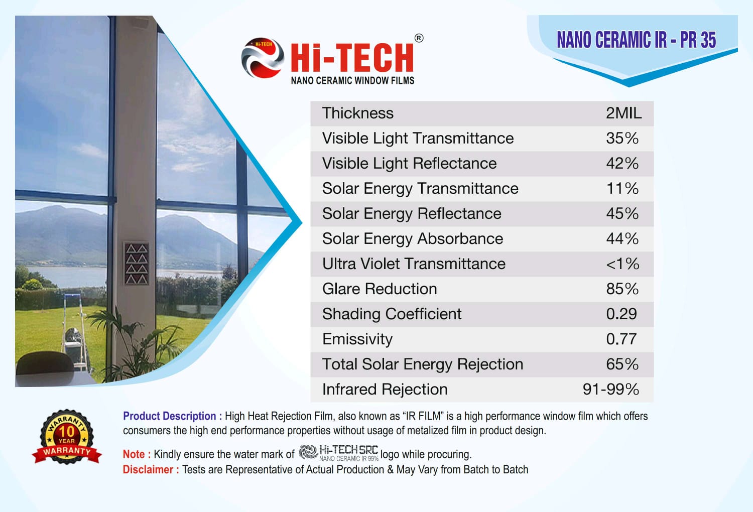 HI-TECH® SUNCONTROL WINDOW FILMS (NANO CERAMIC IR WINDOW TINTS FILMS)PR35% - Image 9