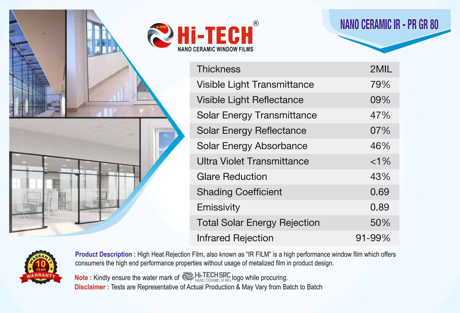 HI-TECH® SUNCONTROL WINDOW FILMS (NANO CERAMIC IR WINDOW TINTS FILMS)PR50% - Image 13
