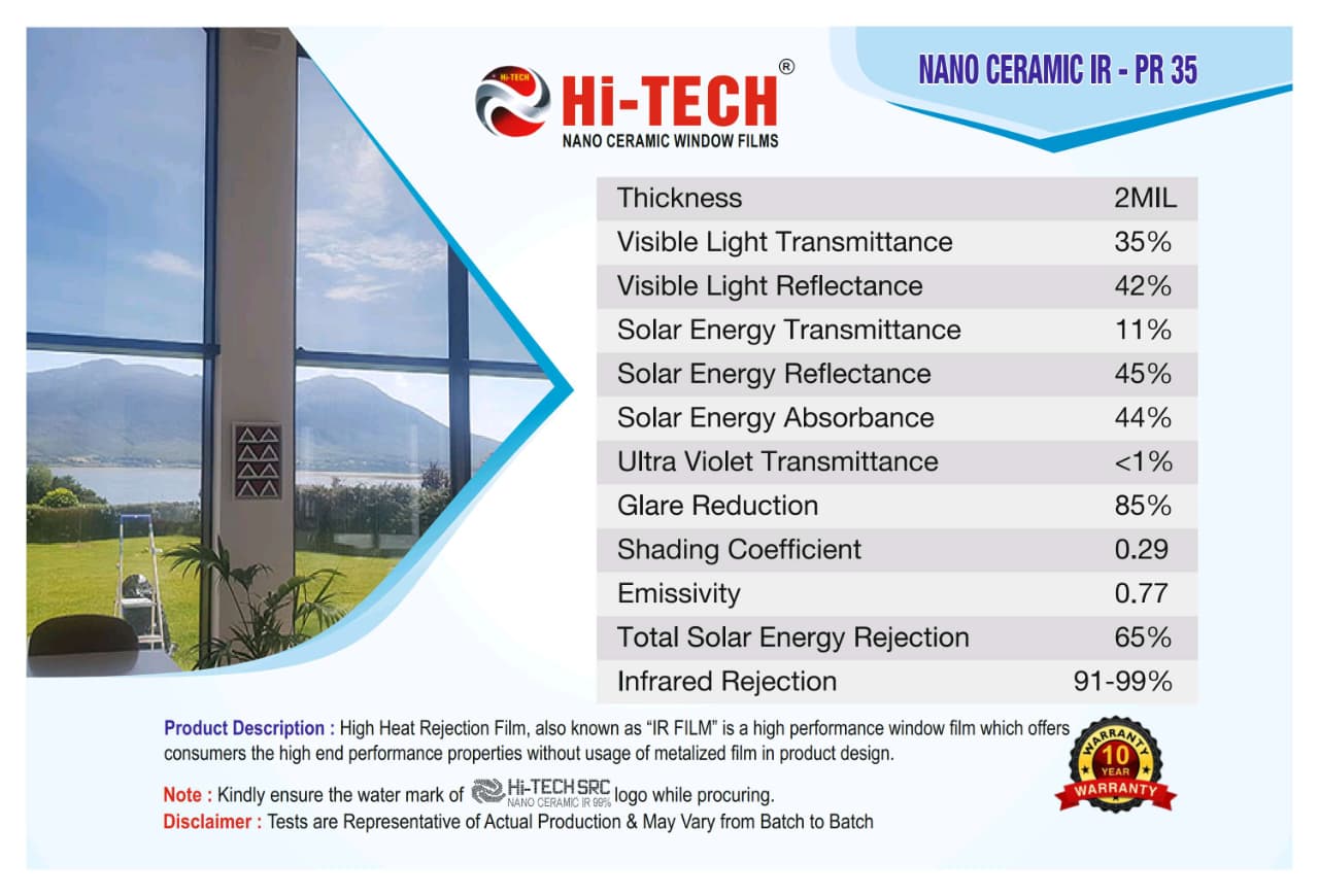 SUNCONTROL WINDOW FILMS NANO CERAMIC IR (PR35%