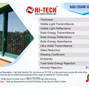 SUNCONTROL WINDOW FILMS NANO CERAMIC IR (PR05%)